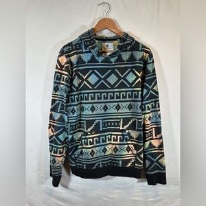 Tribal Print Tie Dye Long Sleeve Sweater Hoodie Unisex Size L